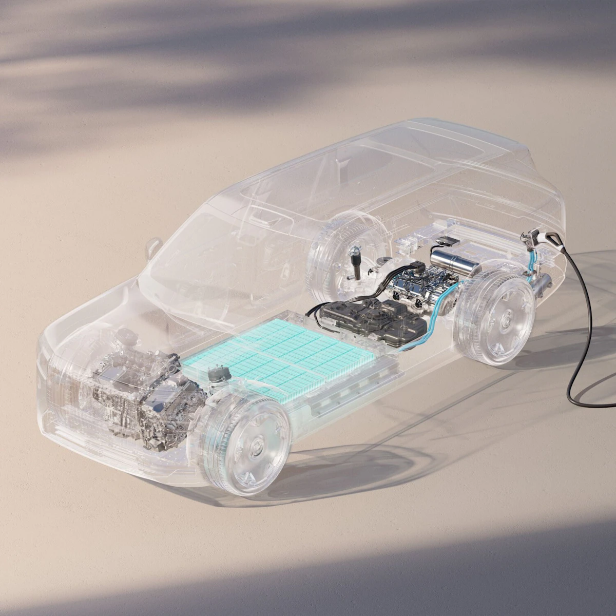 Technische Darstellung des Super-Hybrid-Antriebs im Zeekr 9X
